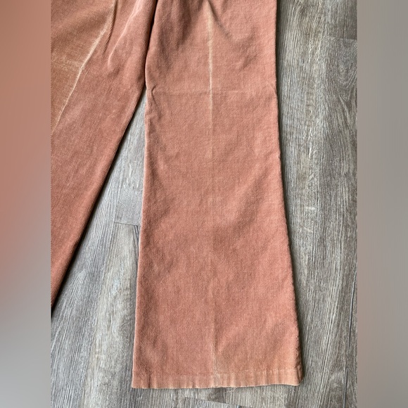 Vintage 70s 80s XS S 24 25 Tan Corduroy Wide Leg Belted Bell Bottoms Pleated - Picture 10 of 16